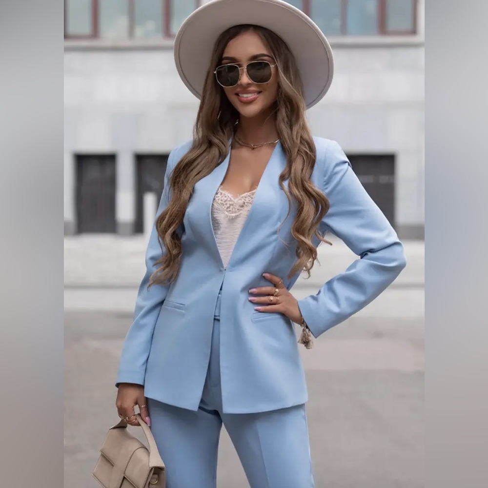 Zara Light Blue Tailored Blazer